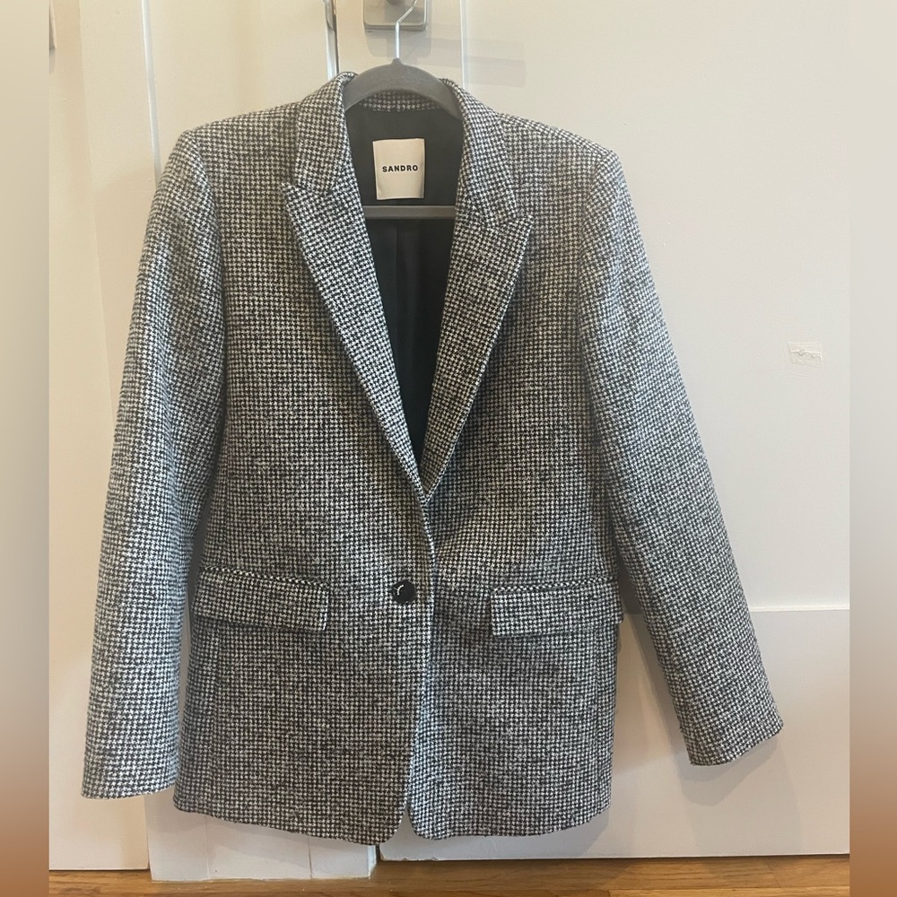 Sandro Women's wool-blend blazer houndstooth